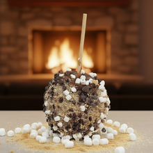 Load image into Gallery viewer, A hand dipped Caramel apple with marshmallows, chocolate chips and graham crackers. 
